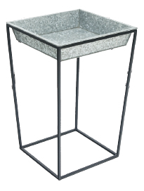 Wrought Iron Plant Stand with Galvanized Steel Planter Containe